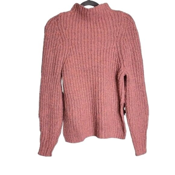 Leith Womens Ribbed Knit Mock Sweater Pullover XS Chunky Pink Rose - Picture 2 of 7